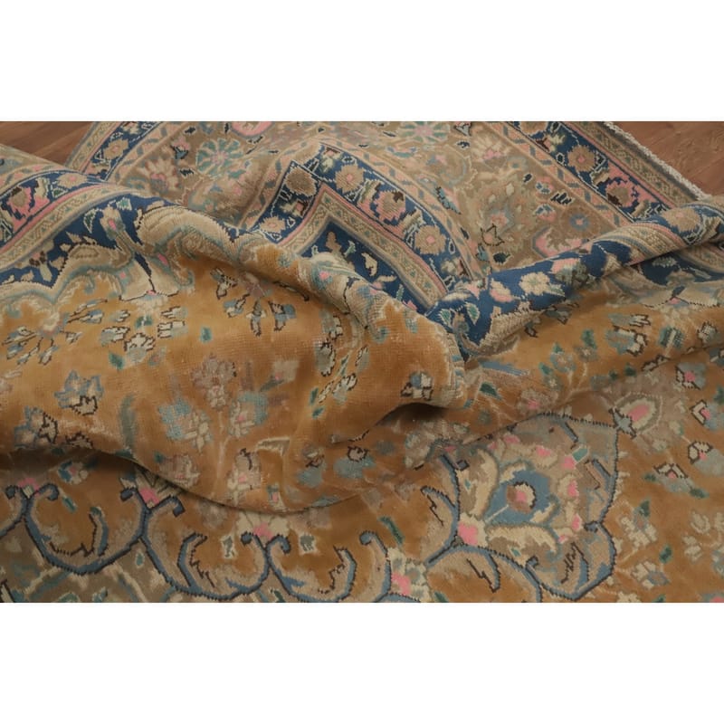 Hand Knotted Oriental 100% Wool Carpet Traditional Floral Oranges & Rust Tabriz Area Rug - 12' 6'' X 9' 9''