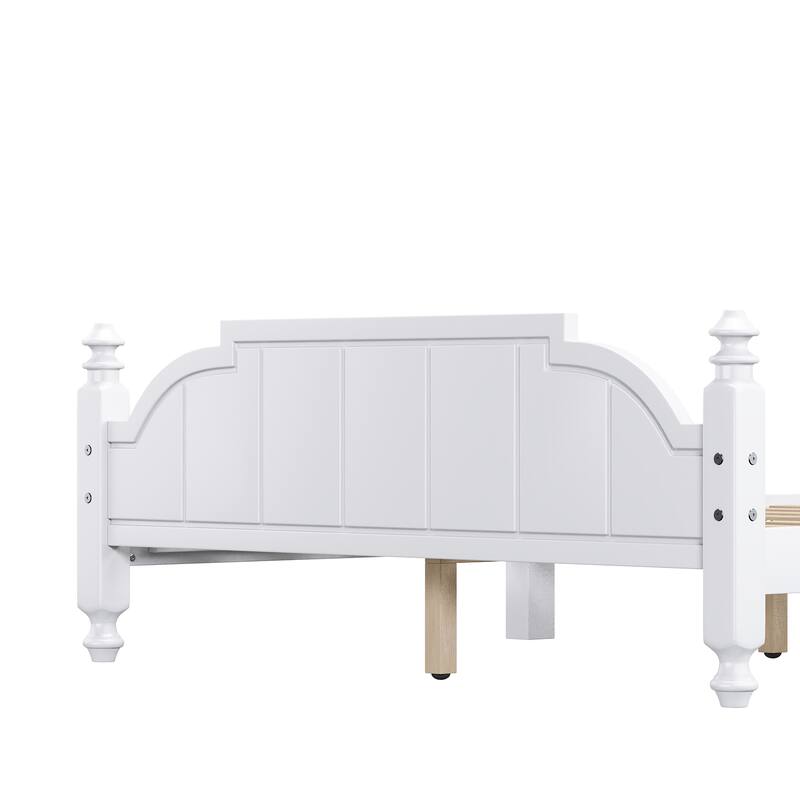 Full Size Wooden Platform Bed with Headboard Slats Support and No Box Spring Required