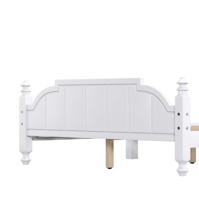 Wood Bed Frame with Sculpted Headboard by Harper&Bright Designs