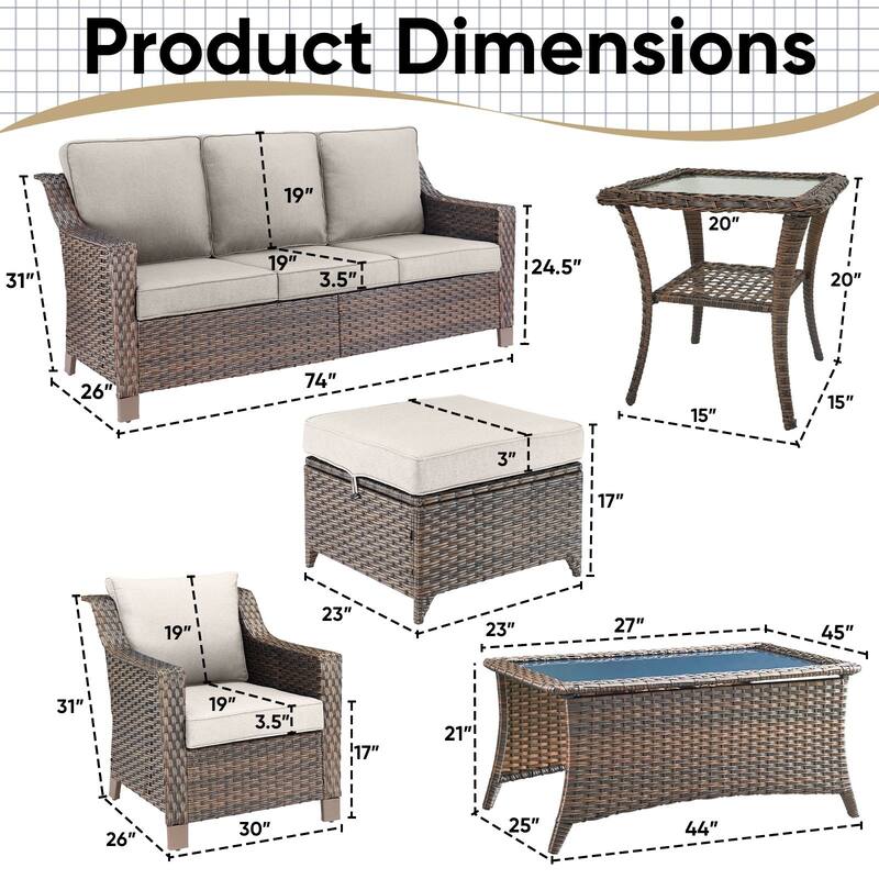 Pocassy Outside Sofa with Swivel Chair Set