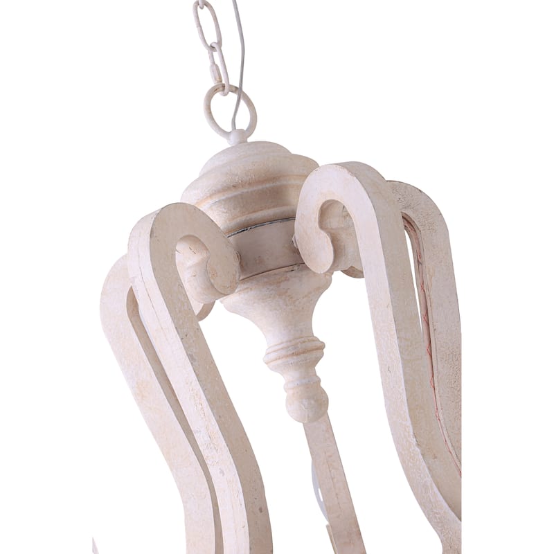 Bella Depot 5-Light Vintage Distressed Wood Pendant Light, Retro French Country Chandelier