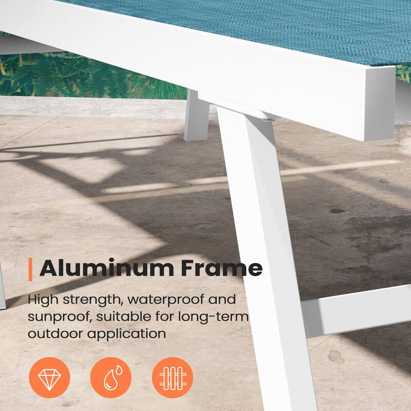 Pellebant 2PCS Patio Aluminum Adjustable Chaise Lounge Chair