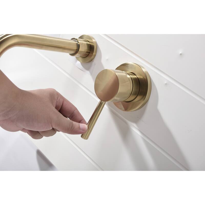 Wall Mounted Bathroom Sink Single Handle Faucet with Pop Up Drain, Silent Splash Proof, No Overflow, Easy Clean