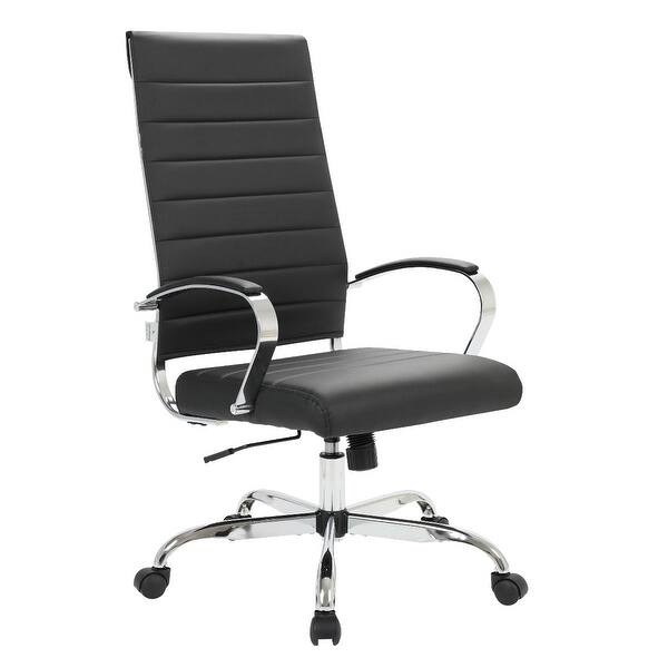 slide 2 of 44, LeisureMod Benmar High-Back Adjustable Leather Office Chair Black
