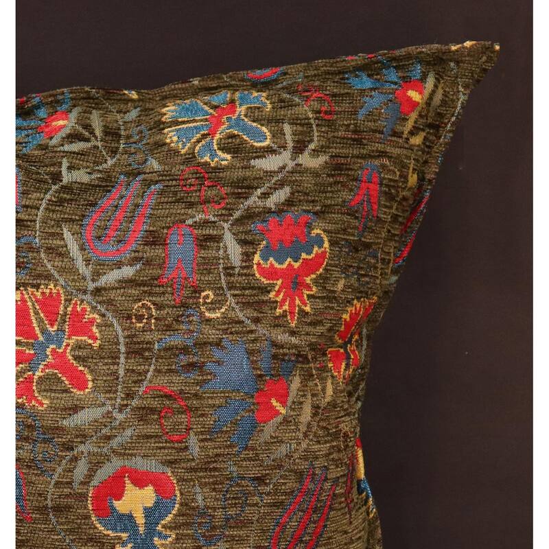 Carnation Fern Chenille Turkish Decorative Pillow