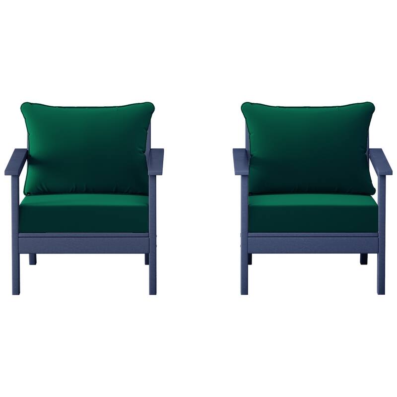 Birchwood All Weather HDPE Outdoor Patio Navy Blue Deep Seating Conversation Set With Cushions (2-Piece)