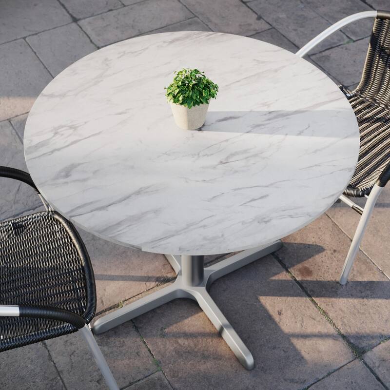 Commercial All-Weather HPL Tabletop with Crisscross Base - 36"W x 36"D x 31"H