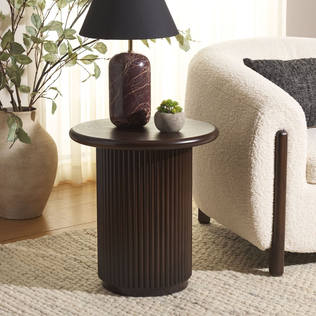 SAFAVIEH Agami Round Top Pedestal Accent Table, Fully Assembled - 18"W x 18"D x 20"H
