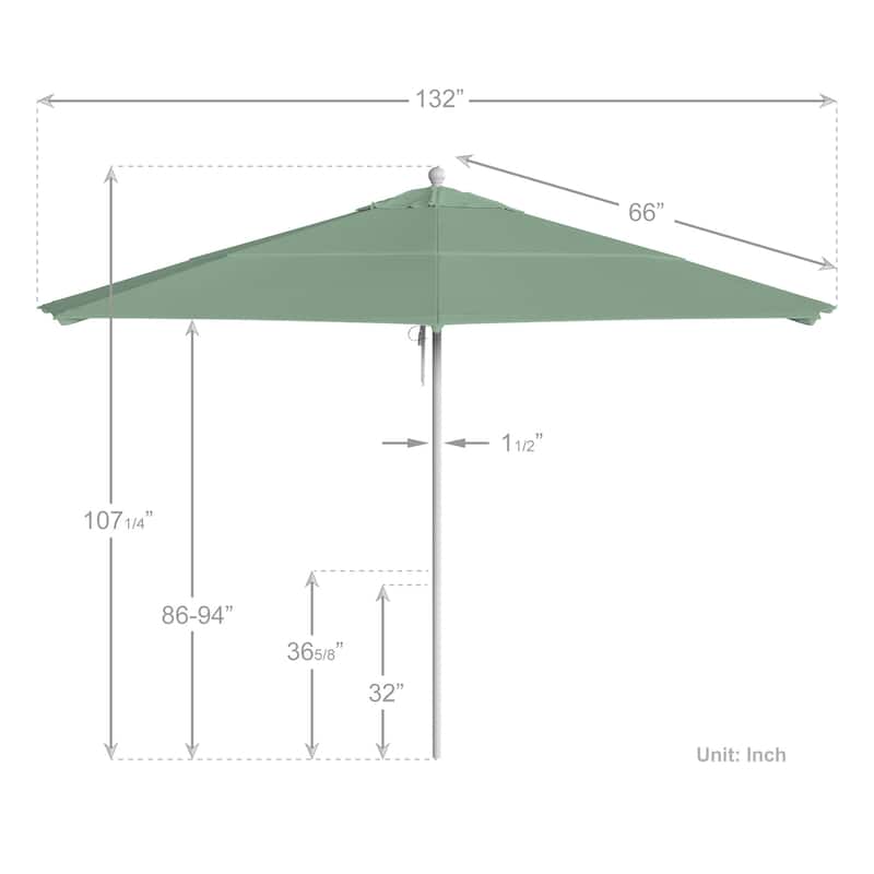 California Umbrella 11' Venture Series Patio Umbrella, White Aluminum Pole Fiberglass Ribs Pulley Lift Pacifica