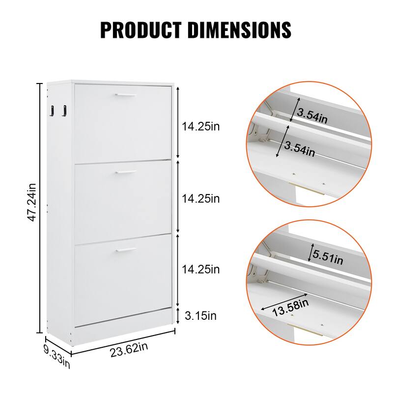 Shoe Cabinet with Flip Drawers, Shoe Storage Cabinet for Entryway, Free Standing Shoe Storage Organizer