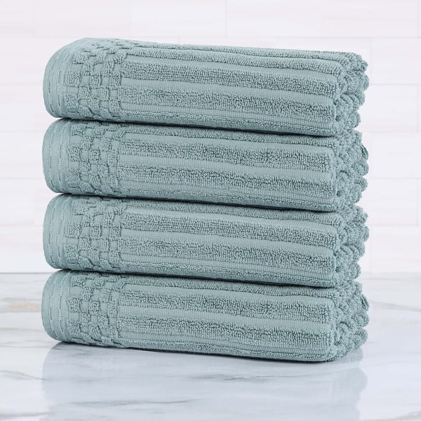 Superior Soho Ribbed Cotton Hand Towel Set of 4 - Basil