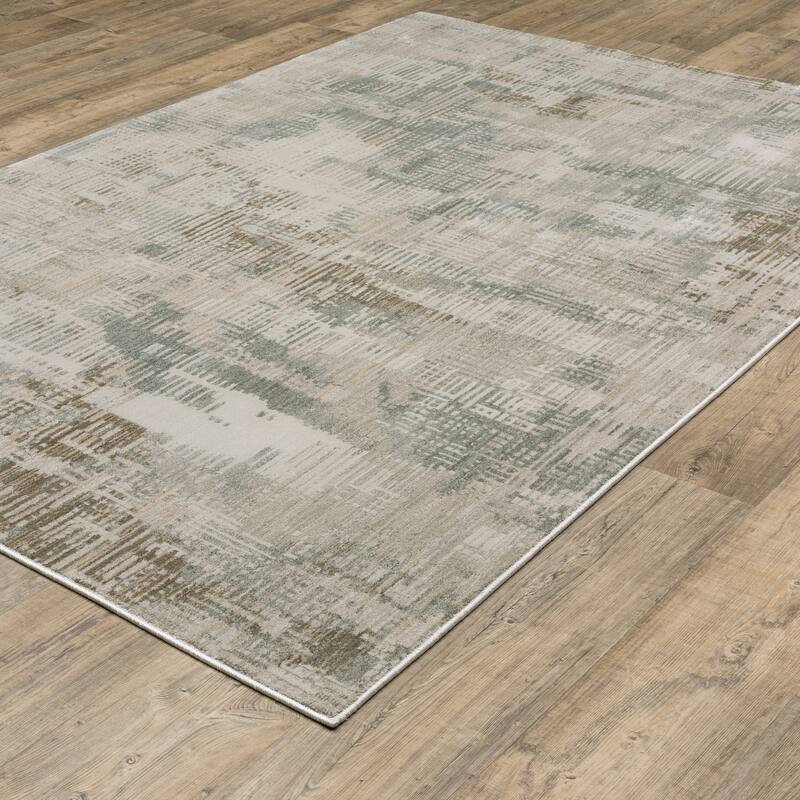 Melody Distressed Abstract Beige/ Blue Area Rug