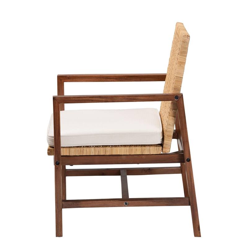 Lovina Bohemian Light Honey Rattan and Acacia Wood Arm Chair