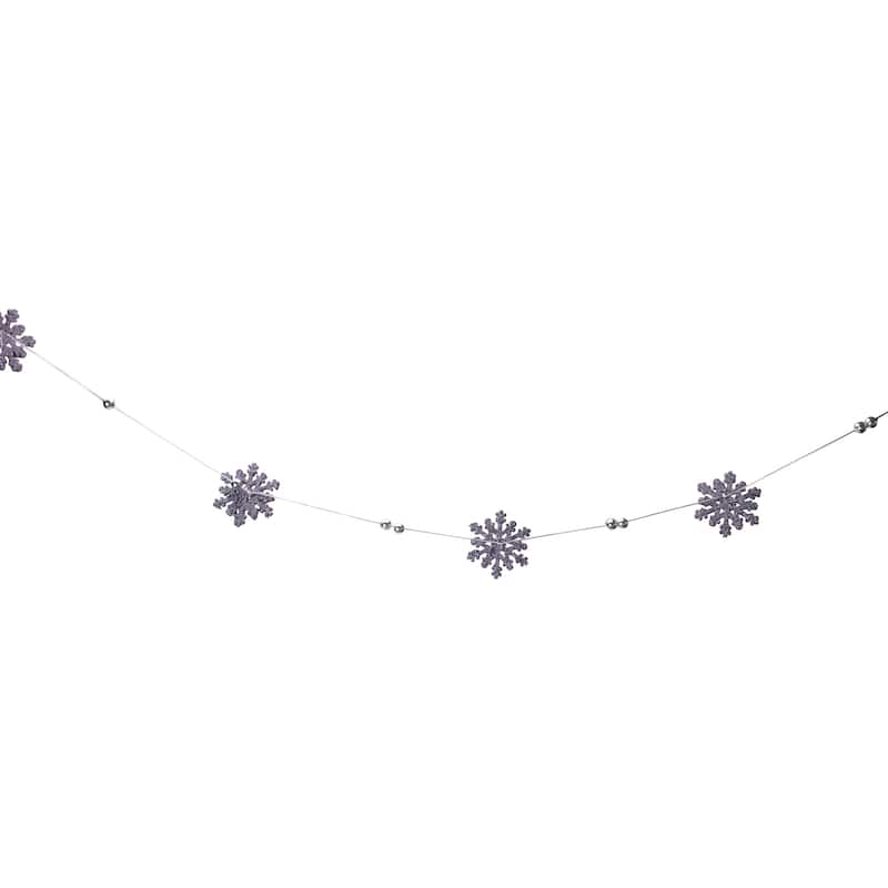 5' x 2" Indigo Blue Snowflake Christmas Garland with Silver Beads Unlit