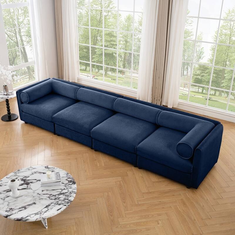 Cylindrical Backrest and Armrests Chenille Sofa with Storage Seat