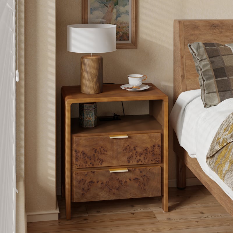 COZAYH Fully-Assembled Farmhouse Nightstand, Rustic Distressed Wood Retro Accent Dresser, Chest of Drawers,Boho