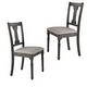 preview thumbnail 1 of 4, Wooden Side Chairs with Linen Padded Seat and Splat back Design, Gray and Beige, Set of Two