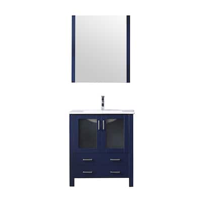 30-inch Bathroom Vanity with Ceramic Top, Stainless Steel Faucet, and Mirror - Scratch & Stain Resistant Surface