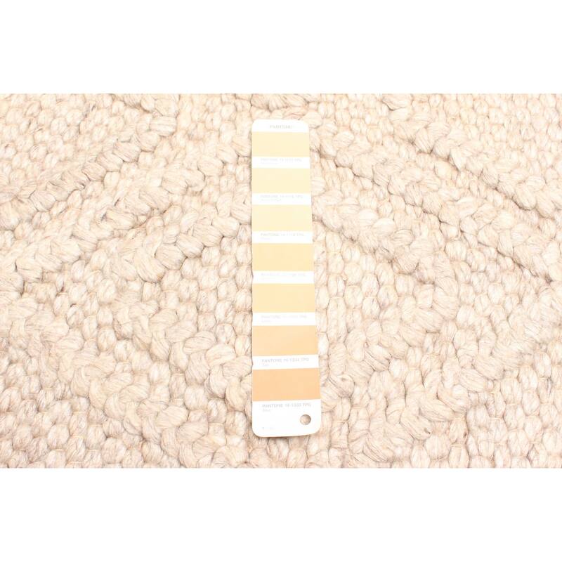 ECARPETGALLERY Braid weave Sienna Beige Wool Rug - 5'0 x 7'10