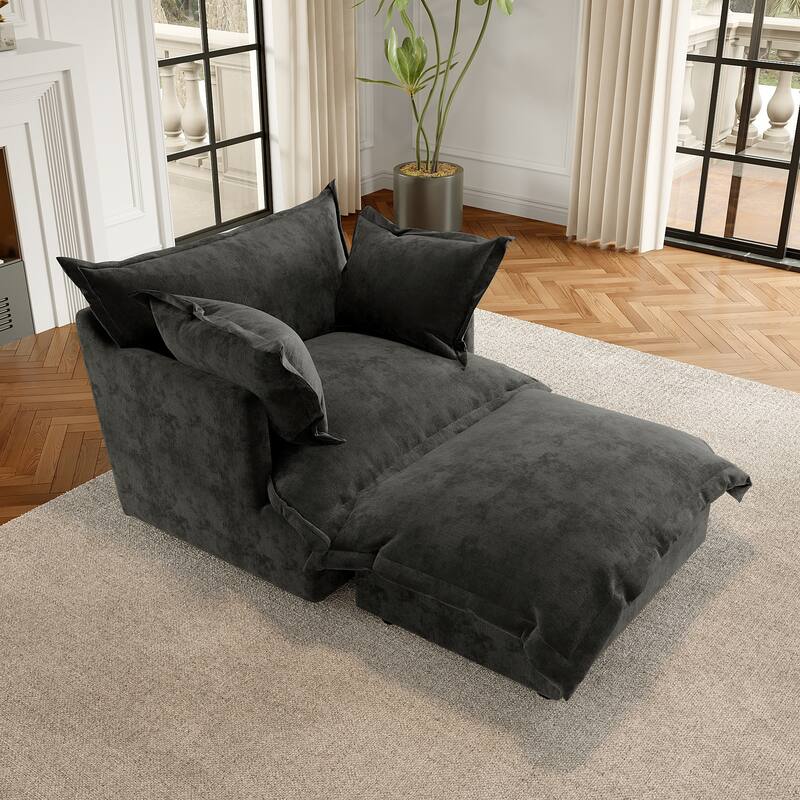 Modern Cloud Chaise Longue Accent Chair with Ottoman set