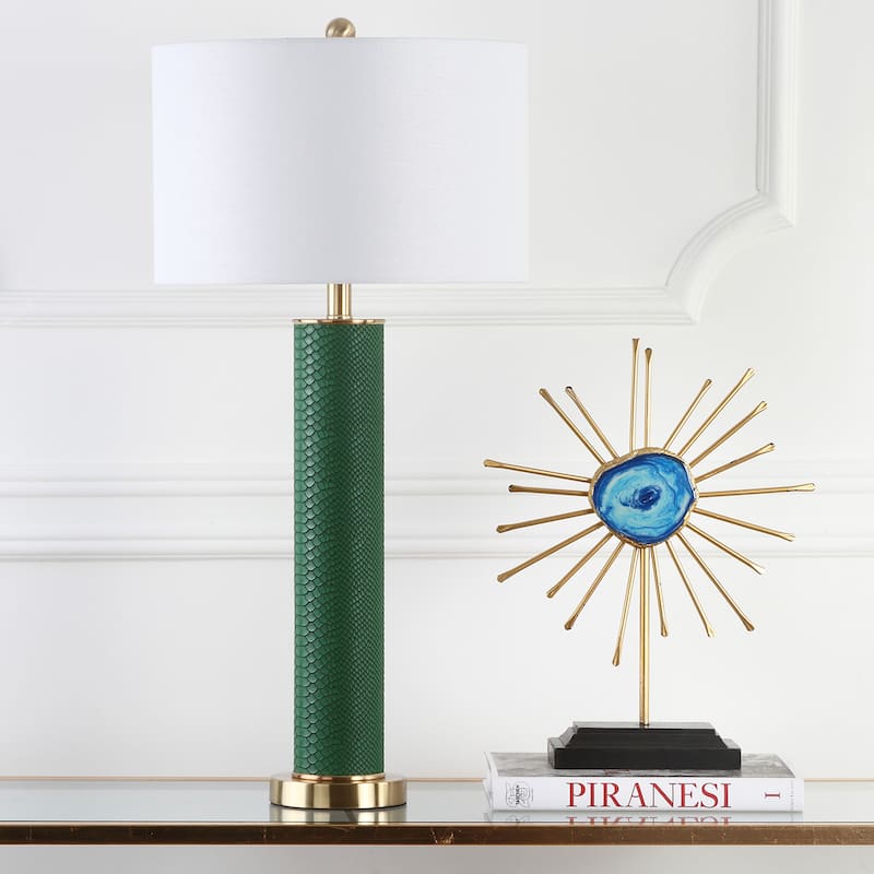 SAFAVIEH Lighting Tomika 32-inch Faux Alligator Grey Table Lamp (Set of 2) - 15"x15"x31.5" - 15Wx15Dx32H