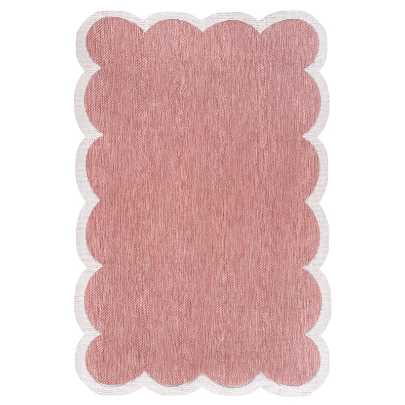 JONATHAN Y Alice Classic Cottage Two-Tone Scalloped Indoor/Outdoor Shaped Area Rug