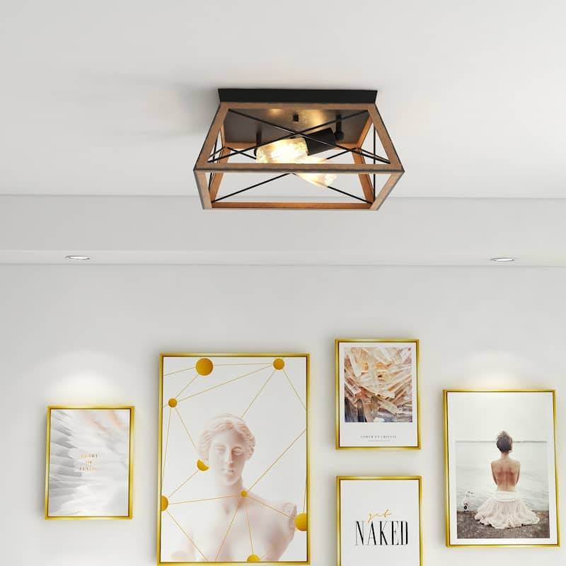 2 Light Farmhouse Flush Mount Ceiling Light