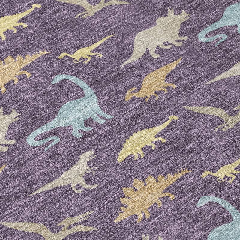 Machine Washable Indoor/ Outdoor Modern Dinosaur Chantille Rug