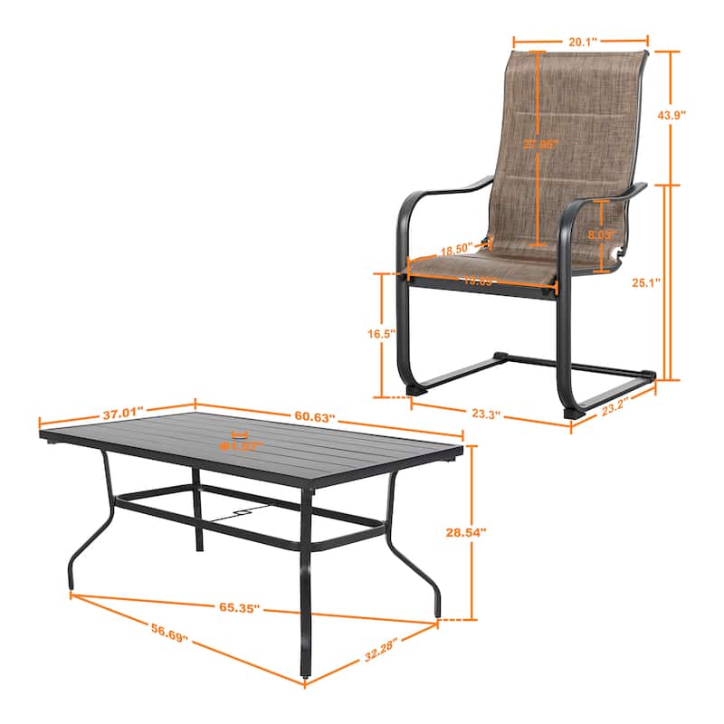 Outdoor 7-Piece Textilene Dining Set with 1.57'' Umbrella Hole