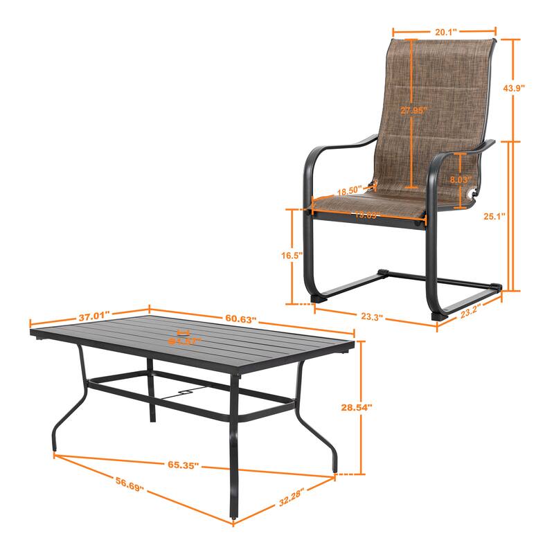 Outdoor Textilene Dining Set with 1.57'' Umbrella Hole