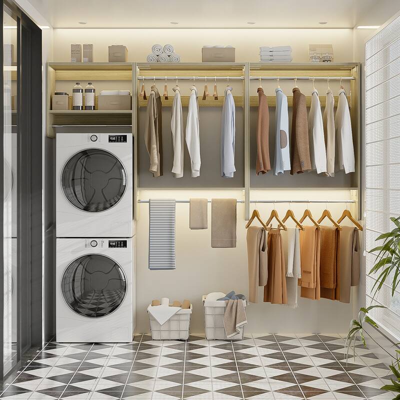 Cimly 94.4'' Set of 3 Wide Floating Closet System, Heavy-duty Closet Organizer with 5 Hanging Rods