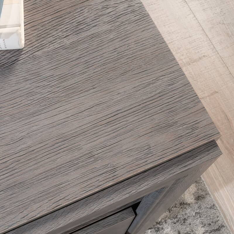 Wood L-Shaped Desk with Integrated Storage, Brown