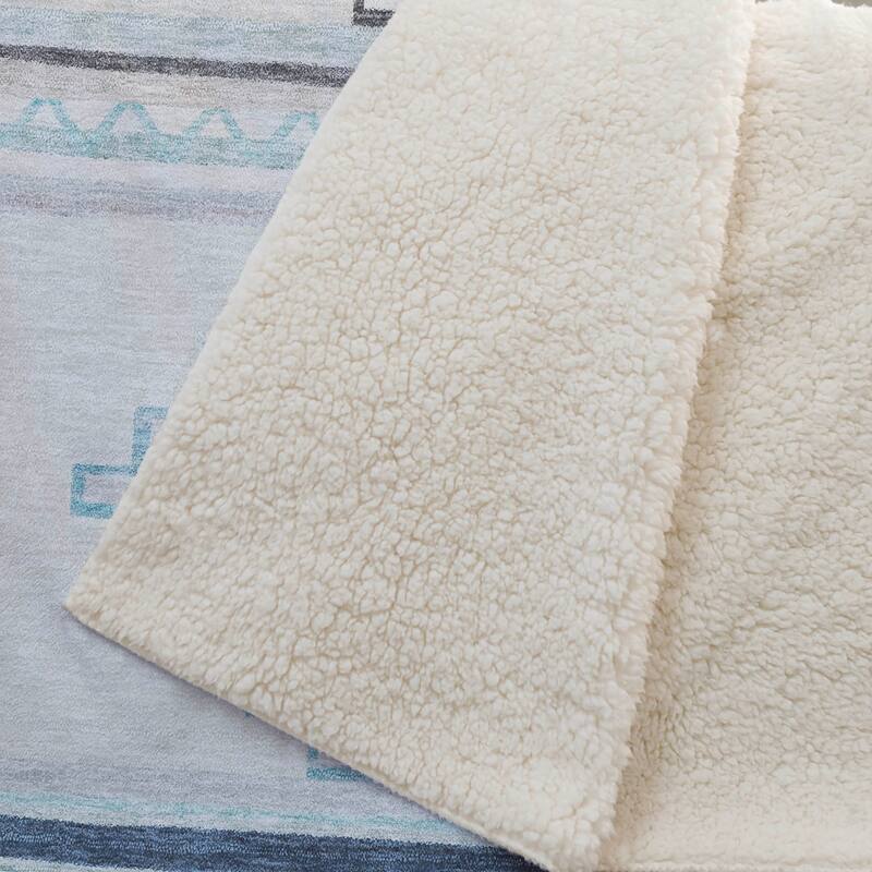 Premium Machine Washable ASB176 Boho Global Sherpa Throw Blanket