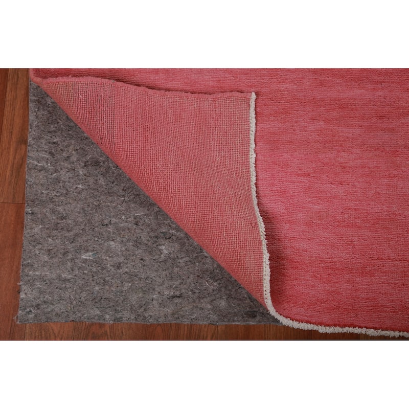Hand Knotted Oriental 100% Wool Carpet Modern Solid Coral Gabbeh Area Rug - 12' 1'' X 9' 3''