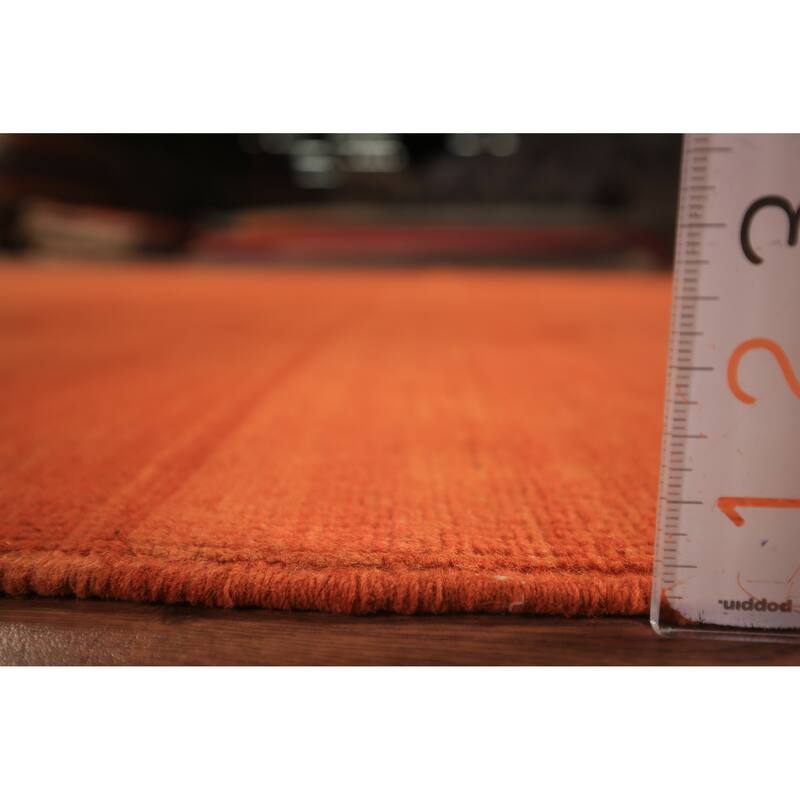 Modern Gabbeh Area Rug Hand-Knotted Oriental Orange Wool Carpet - 6'8" x 9'5"