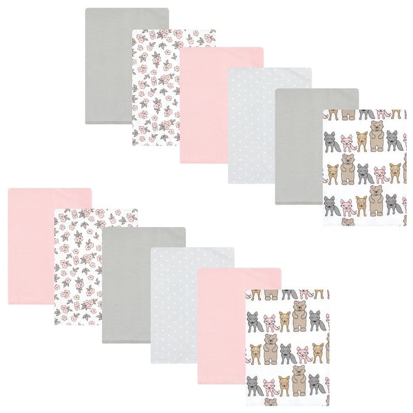 slide 1 of 1, Hudson Baby Infant Girl Cotton Flannel Burp Cloths Bundle, Wild Forest Pink, One Size - Wild Forest Pink - One Size One Size - Wild Forest Pink