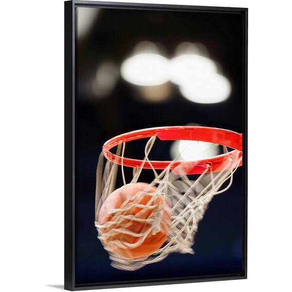 Shop Basketball In Basket Black Float Frame Canvas Art Overstock 25526570