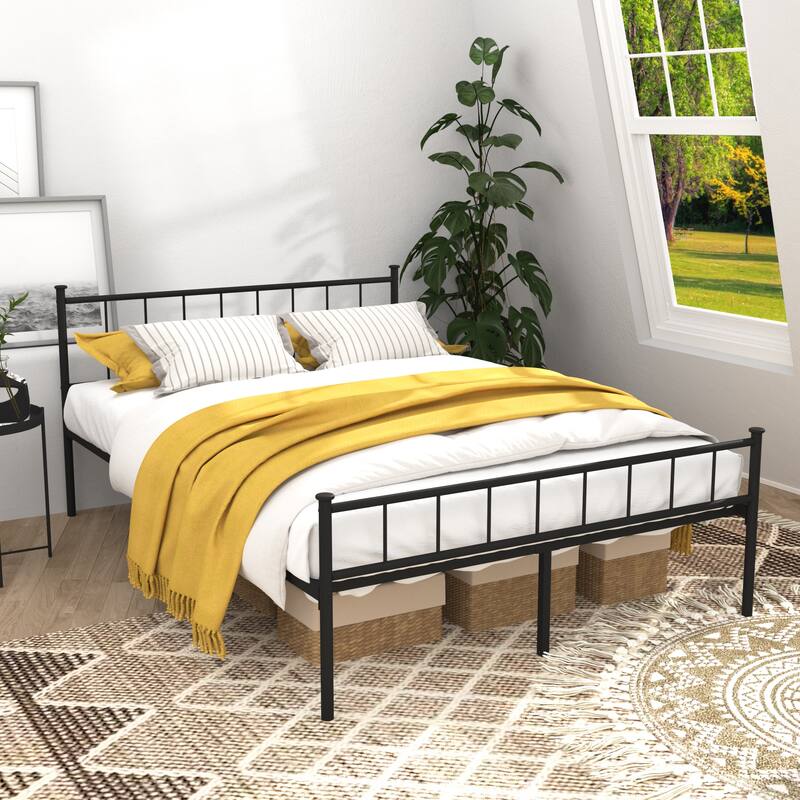Full Size Bed Frame, Headboard and Footboard,Structurally Stable, Under Bed Storage, No Box Spring Needed - Black