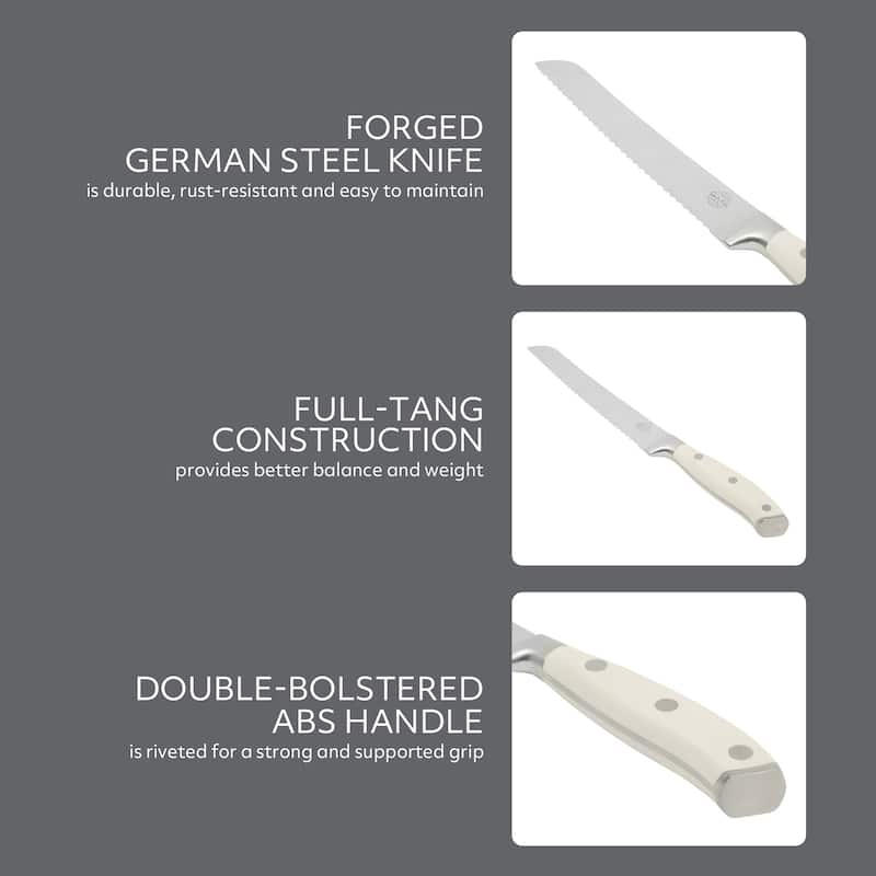 Sur La Table Kitchen Essential Tasting Kitchen German Steel Forged Full Tang Prfessional Knife with White Handle