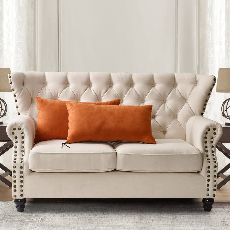 Suede 2 Piece Pillow Shell Set with Big Zipper, NO INSERT