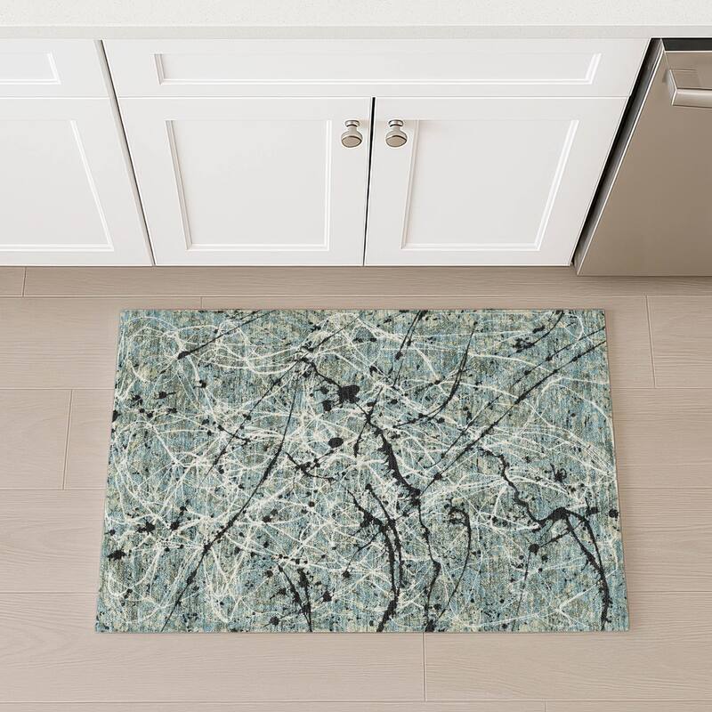Machine Washable Indoor/ Outdoor Modern Splatter Chantille Rug