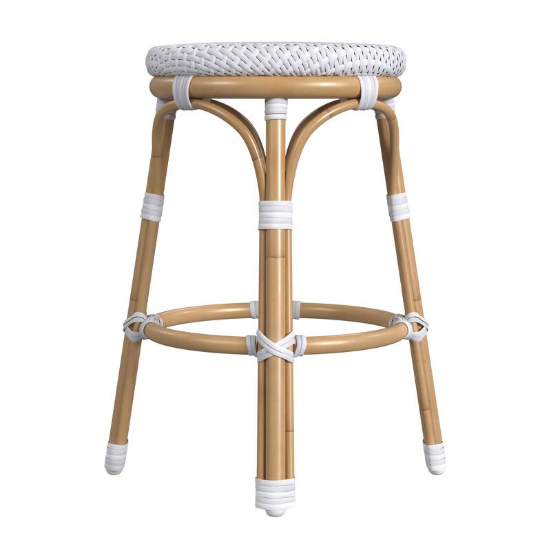 Tobias Outdoor Rattan and Metal Counter Stool