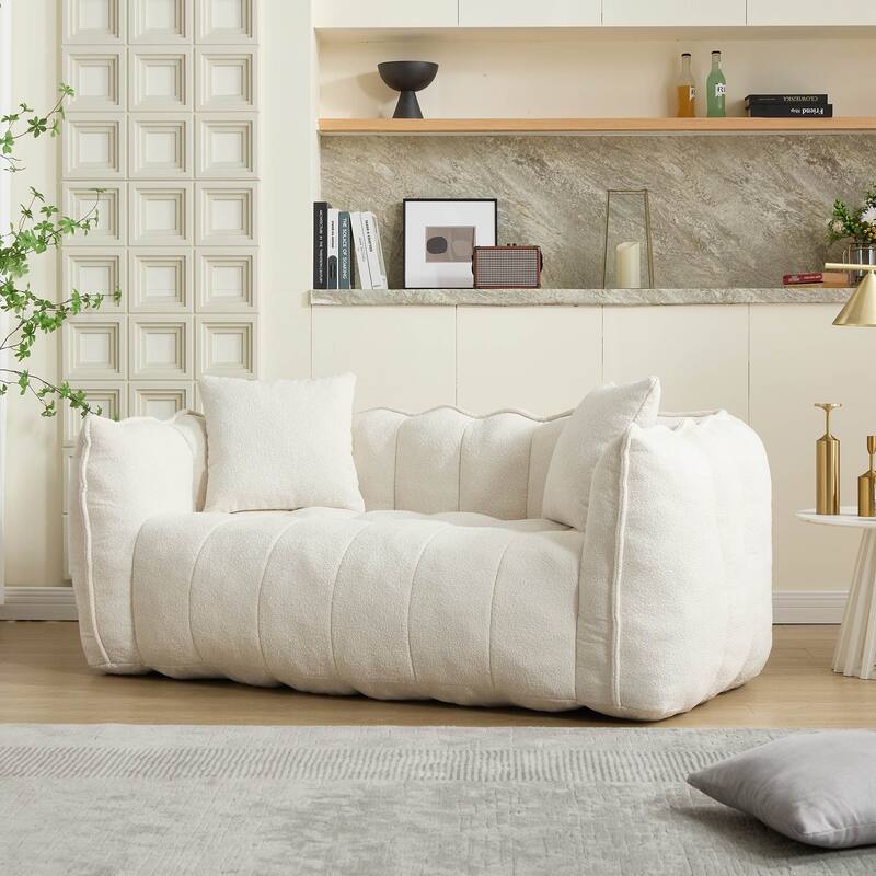 Soft Bean Bag Chair for Adults, Cozy Lazy Bean Bag Sofa, 2 Seat with Armrests for Home