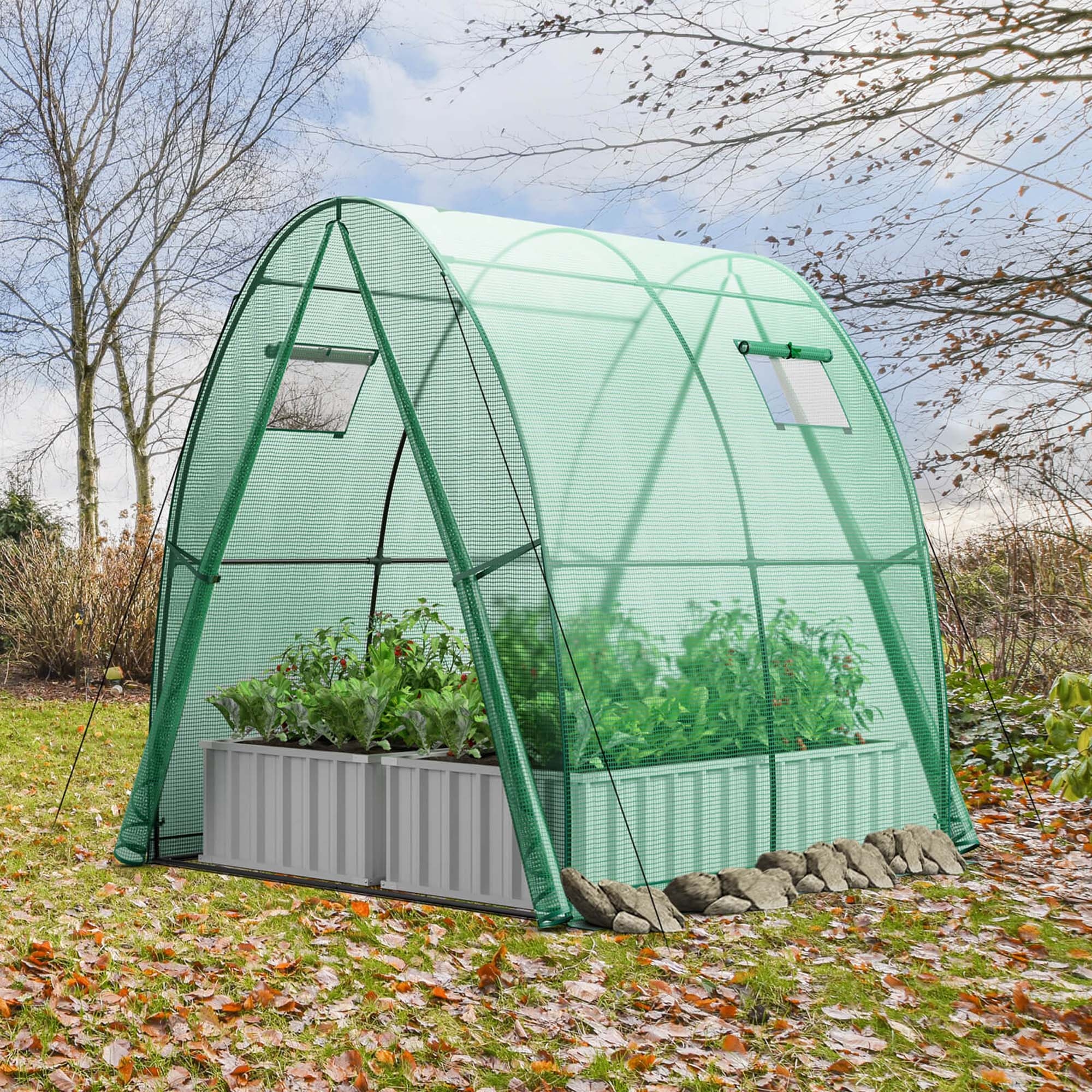 Costway Portable Greenhouse with 2 Zippered Doors 2 Roll-up Screen - See Details
