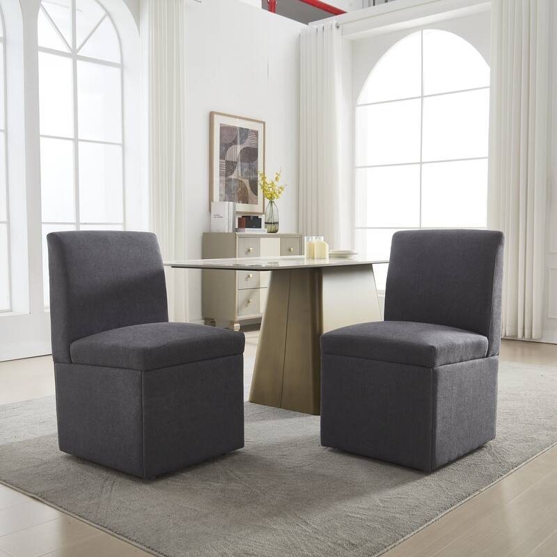 360 Degree Swivel Dining Chairs Set of 2 Swivel Dining Room Chairs Kitchen Chairs Casters & Storage Comfy Modern Rolling Chair