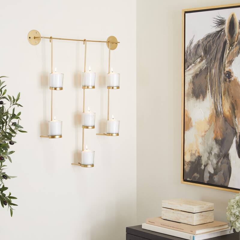 CosmoLiving by Cosmopolitan Silver Metal 7 Candle Wall Sconce - 23"W, 27"H - 23"W, 27"H - Silver