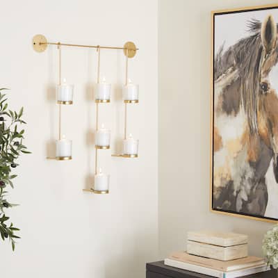 CosmoLiving by Cosmopolitan Silver Metal 7 Candle Wall Sconce - 23"W, 27"H