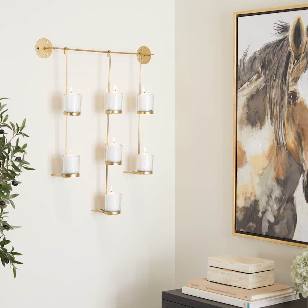 CosmoLiving by Cosmopolitan Silver Metal 7 Candle Wall Sconce - 23"W, 27"H