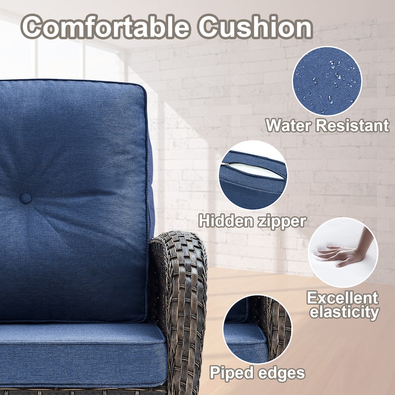 Patio Glider Sofa with Club Chair, Ottoman and Side Table