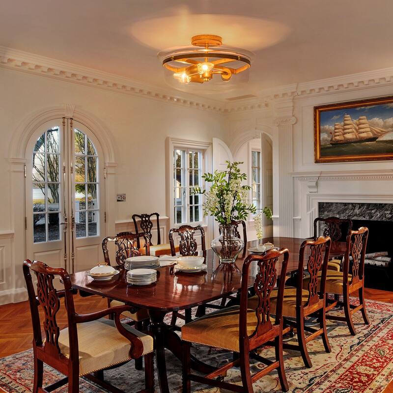 3-Light Semi Flush Mount with Clear Glass